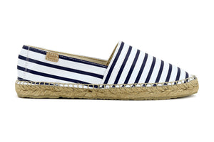 Castell Women's Navy Stripes Leather Espadrilles - THE AVARCA STORE