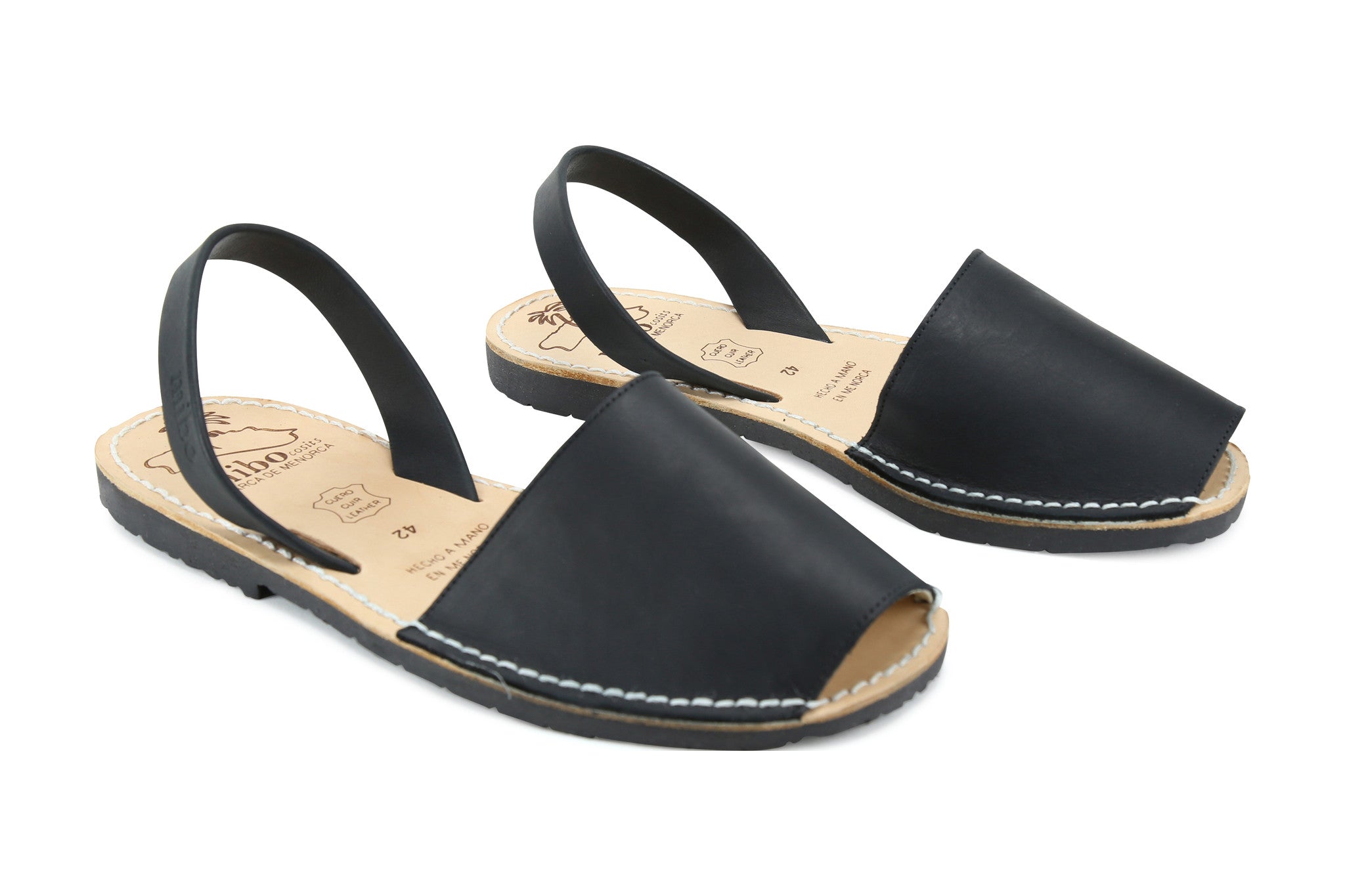 Mibo Avarcas Men's Classics Black Leather Slingback Sandals - THE AVARCA  STORE